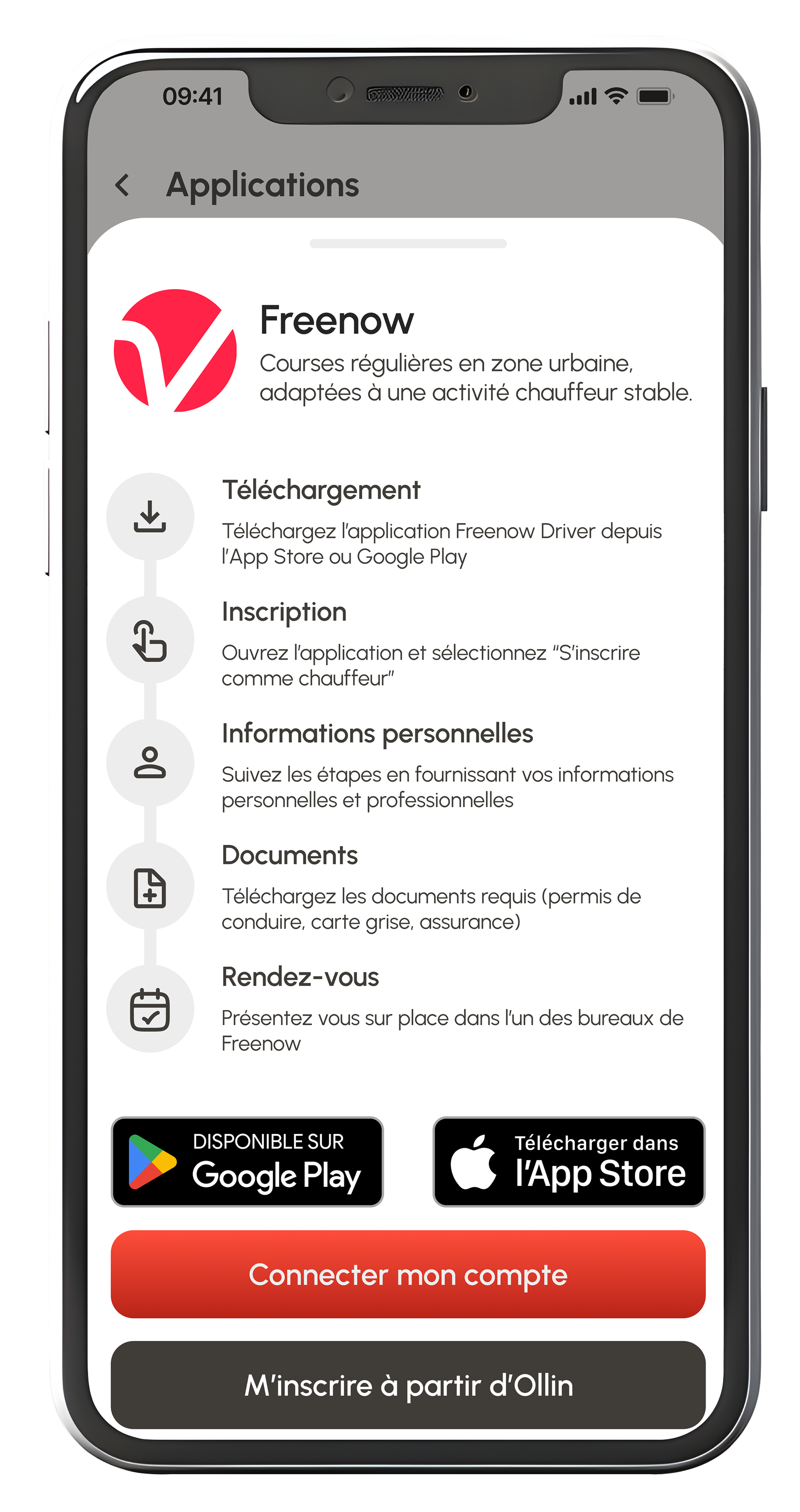 Connexion application